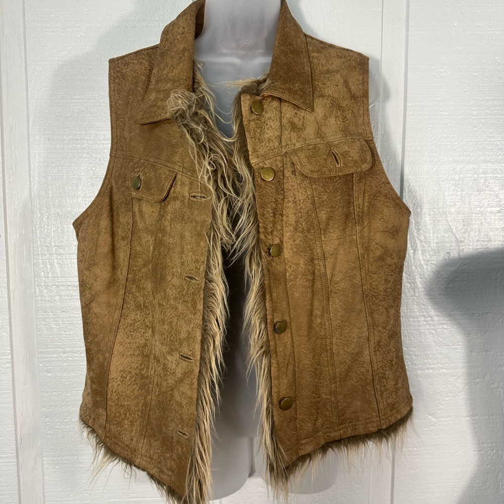 Wilson’s Leather Maxima Brown Fur Lined Vest Size XL EUC - Picture 2 of 10